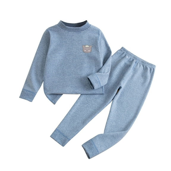 Solid Color Kid Baby Stripe Print Thermal Underwear Long Johns for Boys Girls Base Layer Toddler Thermal Set Ultra Soft Thermal Leggings for Children Matching Sets Clothing Toddler Comfy Sets