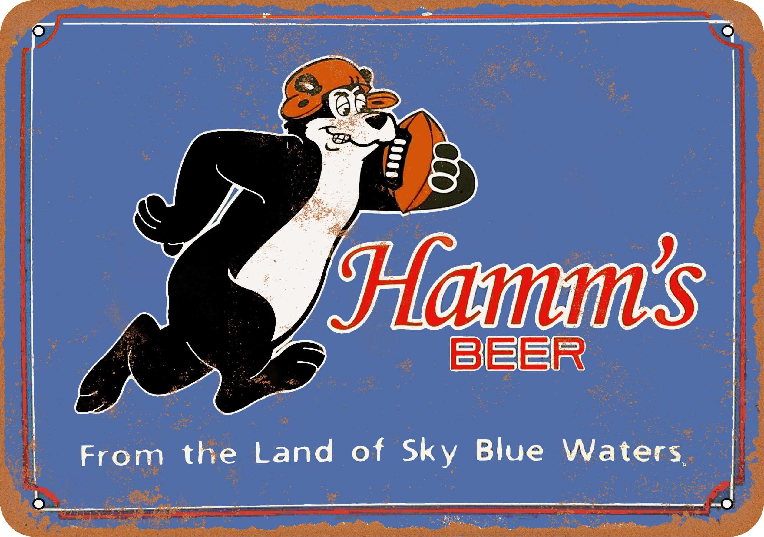 A MUST HAVE SET OF 2 HAMM'S BEER HAMM'S BEAR 8X10 ALUMINUM SIGN FREE SHIPPING! 