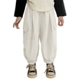 thumbnail image 3 of Girls Capr𝐢s Kids Cargo Wide Leg Jogger Pants Baggy Drawstring Summer Active Casual Lightweight Cropped Sweatpants Pockets, 3 of 5