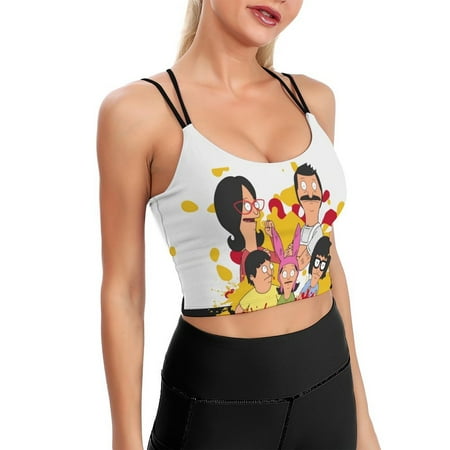 Bob s Burgers Happy Sports Bra For Women Padded Crop Top Camisole Yoga Tank Top Vest Workout Tops Racerback With Built In Bra Activewear Fitness Gym