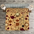 thumbnail image 3 of Ambesonne Tea Party Quilted Bedspread Set 3 Pcs, Breakfast Brunch Time, Queen Size, Brown Redwood, 3 of 3