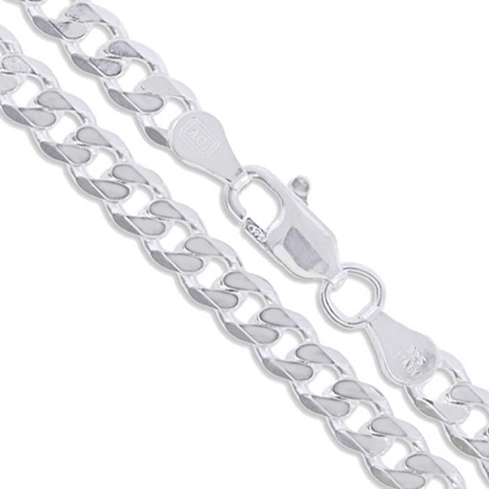 Solid 925 Sterling Silver Men's Heavy Italian 8mm Cuban Curb Link Chain Necklace 