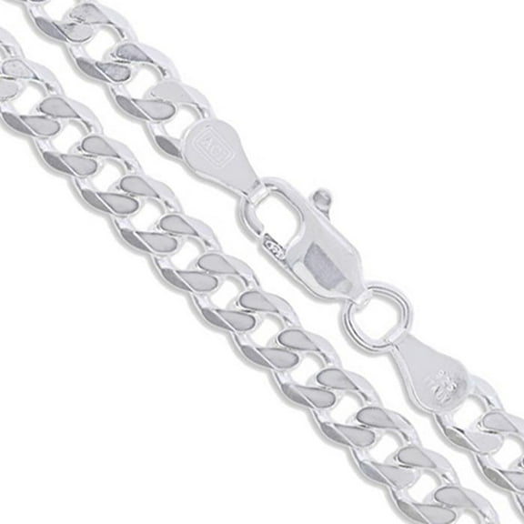 Sterling Silver Men's Heavy Curb Chain 8mm Solid 925 Italy Necklace 18" Jewelry Female Unisex