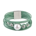 thumbnail image 2 of Moda Mujer Brazalete de material cuero Perla con Brazalete Verde, 2 of 7