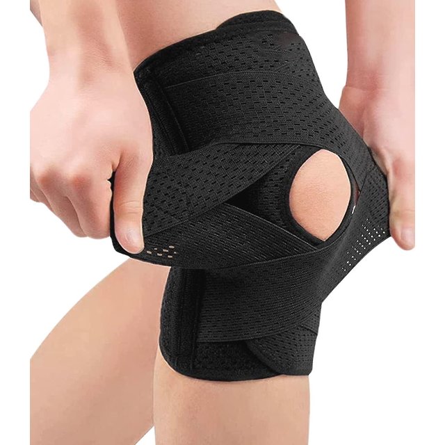 Rodillera, vendaje súper suave ajustable, rodillera médica profesional, estabilizador lateral, rodillera transpirable de súper soporte, tecnología de malla trenzada
