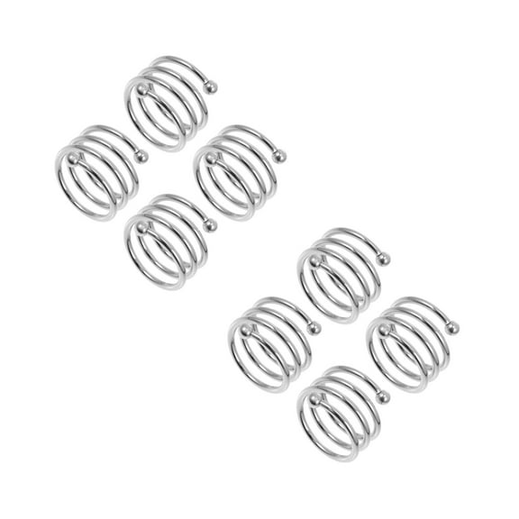 Hemoton 8 pcs  Napkin Rings Metal Spiral Napkin Buckles Simple Alloy Round Serviette Holder Spring Design for Wedding Dinning Table Decoration Setting 4cm Silver