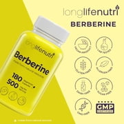 Berberine 500mg HCL Extract – from Berberis Aristata Vulgaris, 180 Vegetarian Capsules, Digestive Supplement for Overall Well-Being, 6-Month Supply, Non-GMO,1000mg per Serving, GMP Certified, USA