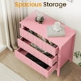 thumbnail image 6 of May in Color Fluted Wide Nightstand for Bedroom, Large Pink End Table with 3 Drawer, for Home and Office, 6 of 11
