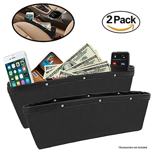 Photo 1 of 2 Pack Car Seat Gap Filler By Lebogner - Premium PU Full Leather Seat Console Organizer, Car Pocket Organizer, Car Interior Accessories, Car Seat Side Drop Caddy Catcher