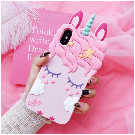 3D Rainbow Unicorn Soft Silicone Phone Case Skin for iPhone 6 6S 7 X 8