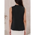 thumbnail image 3 of DARING DIVA Women's Satin Tank Top Sleeveless V Neck Business Satin Work Blouse M Black, 3 of 6