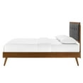 thumbnail image 6 of Platform Bed Frame, Queen Size, Fabric, Wood, Brown Walnut Grey Gray, Modern Contemporary Urban Design, Bedroom Master Guest Suite, 6 of 10