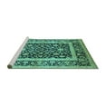 thumbnail image 2 of Ahgly Company Machine Washable Indoor Square Oriental Turquoise Blue Traditional Area Rugs, 7' Square, 2 of 4