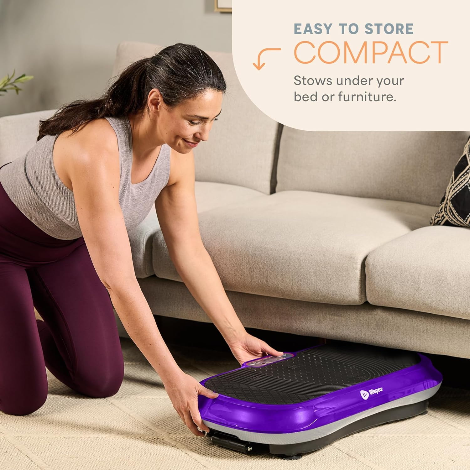 Lifepro Waver Vibration Plate Exercise Machine – Full Body Vibrating Plate for Lymphatic Drainage, Muscle Toning & Fat Loss – Includes Loop Bands, Remote & 99 Speed Settings - Purple