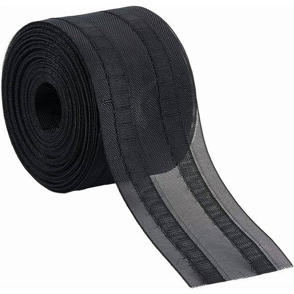 10.9 Yards Black Curtain Tape 2.95 Inch Curtain Pleat Tape Perforated Curtain Accessory for Curtains DIY Pinch Pleat Curtain and Drapes Hooks Black