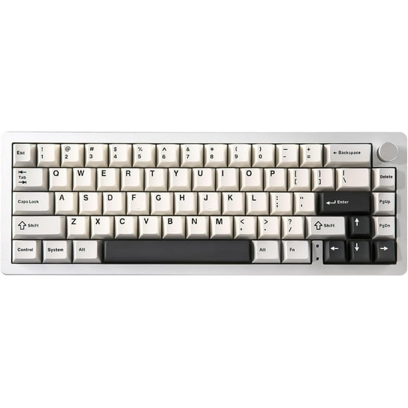 YUNZII AL66 Wireless Mechanical Keyboard,Full Aluminum CNC,65% Knob Control,Bluetooth/2.4G/Wired,Hot Swappable Pre-lubed Switches,Gasket Mounted RGB for Win/Mac(Milk Switch, Silver)