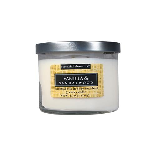 Candlelite Essential Elements 14.75 Ounce 3Wick Vanilla & Sandalwood