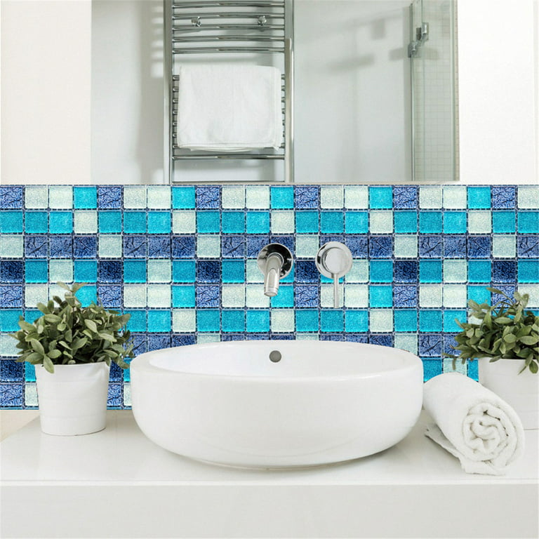 10pcs Mosaic Wall Tile Stickers, DIY Self Adhesive Waterproof