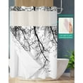 thumbnail image 2 of No Hook Shower Curtain with Snap in Liner, Black Silhouette of Birds and Tree Branches White Hotel Shower Curtains for Bathroom, Washable Shower Curtain Liner Set with Mesh Top Window, 72”x78”, 2 of 6