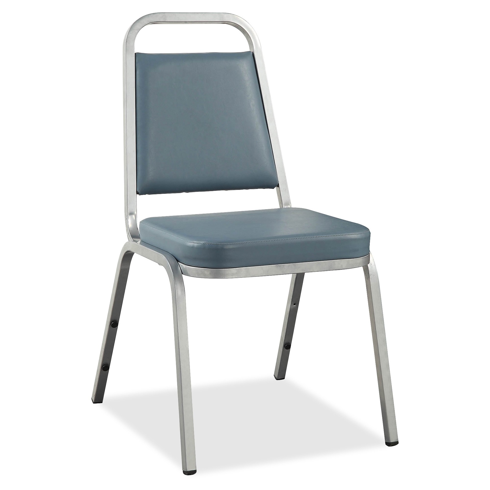 Lorell 8925 Vinyl Upholstered Stacking Chair Vinyl Blue Seat