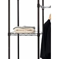 thumbnail image 5 of Basics Expandable Metal Hanging Closet Organizer and Storage Rack Wardrobe with Shelves, 57-80''L x 14''W x 72''H, Bronze, 5 of 6