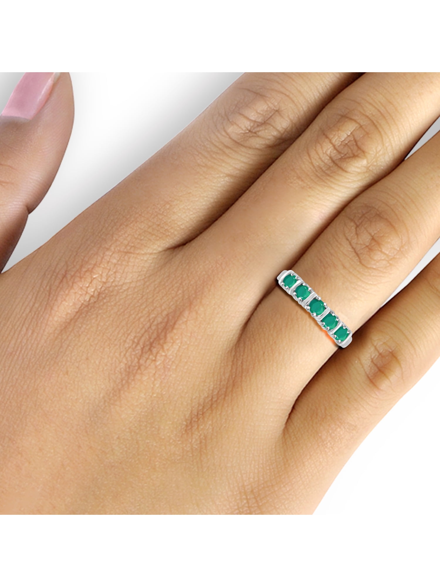 JewelersClub Emerald Ring Birthstone Jewelry – 0.60 Carat Emerald 0.925 Sterling Silver Ring Jewelry – Gemstone Rings with Hypoallergenic 0.925 Sterling Silver Band