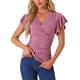 thumbnail image 1 of Blusa Faux Wrap Inspire Chic para Mujer, Blusa Casual de Verano con Cuello en V y Mangas con Volantes, Talla M, Gris Púrpura, 1 of 6