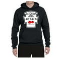 thumbnail image 2 of Wild Bobby, Catch Up with Jesus Funny Ketchup Bottle, Inspirational/Christian, Unisex Graphic Hoodie Sweatshirt, Black, Small, 2 of 3