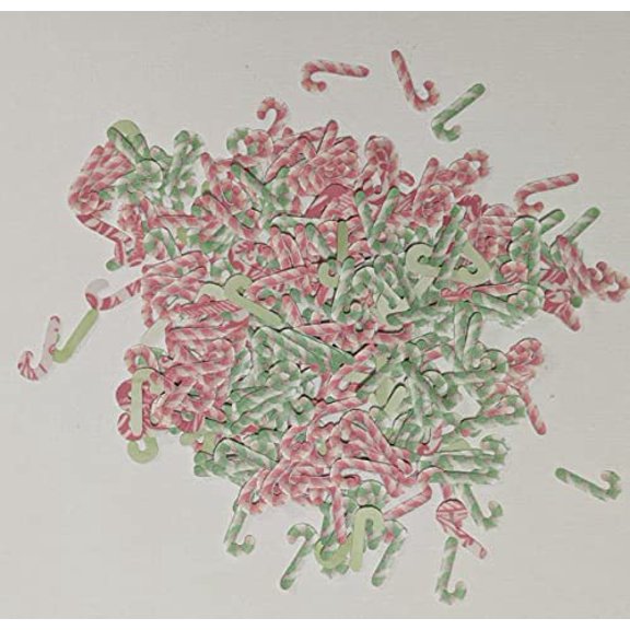 Red and Green Candy Cane Confetti (390), Christmas Table Decorations, Paper Candy Canes, Made in the USA