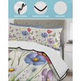 thumbnail image 3 of Full Size Quilt Bedding Set, Blue Wildflowers Reversible Summer Quilt 3 Pieces, Farmhouse Country Spring Butterfly Floral Lightweight Bedspreads Coverlets with 2 Pillow Shams for All Seasons, 3 of 5
