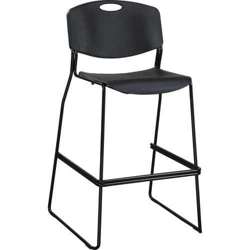 Lorell Heavy-duty Bistro Stack Chairs Black Plastic Seat - Black Plastic Back - Black Steel Frame - 24" Width x 26" Depth x 44.1" Height - 2 / Carton