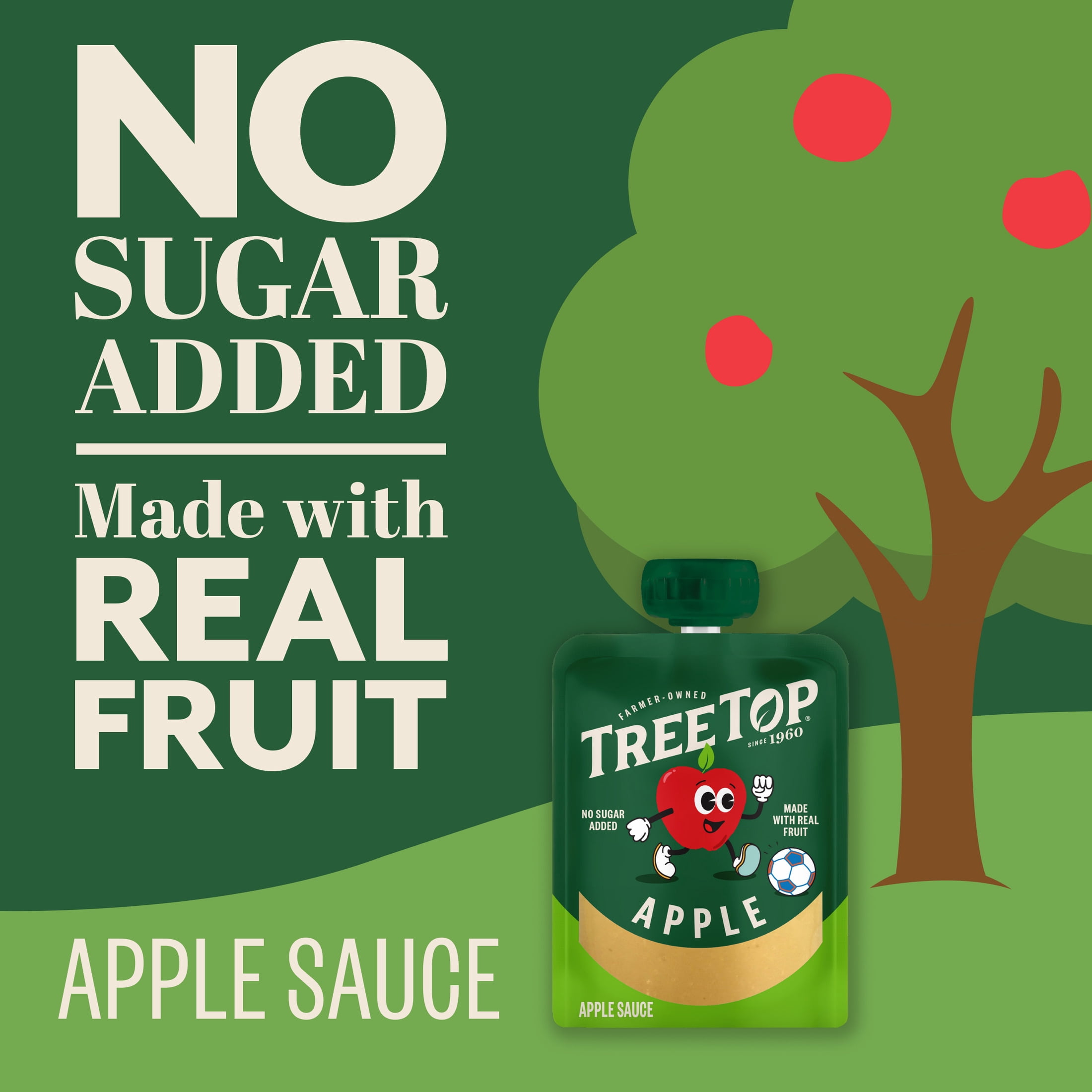 Tree Top Apple Sauce Pouches, No Sugar Added, 3.2 Oz, 20 Count