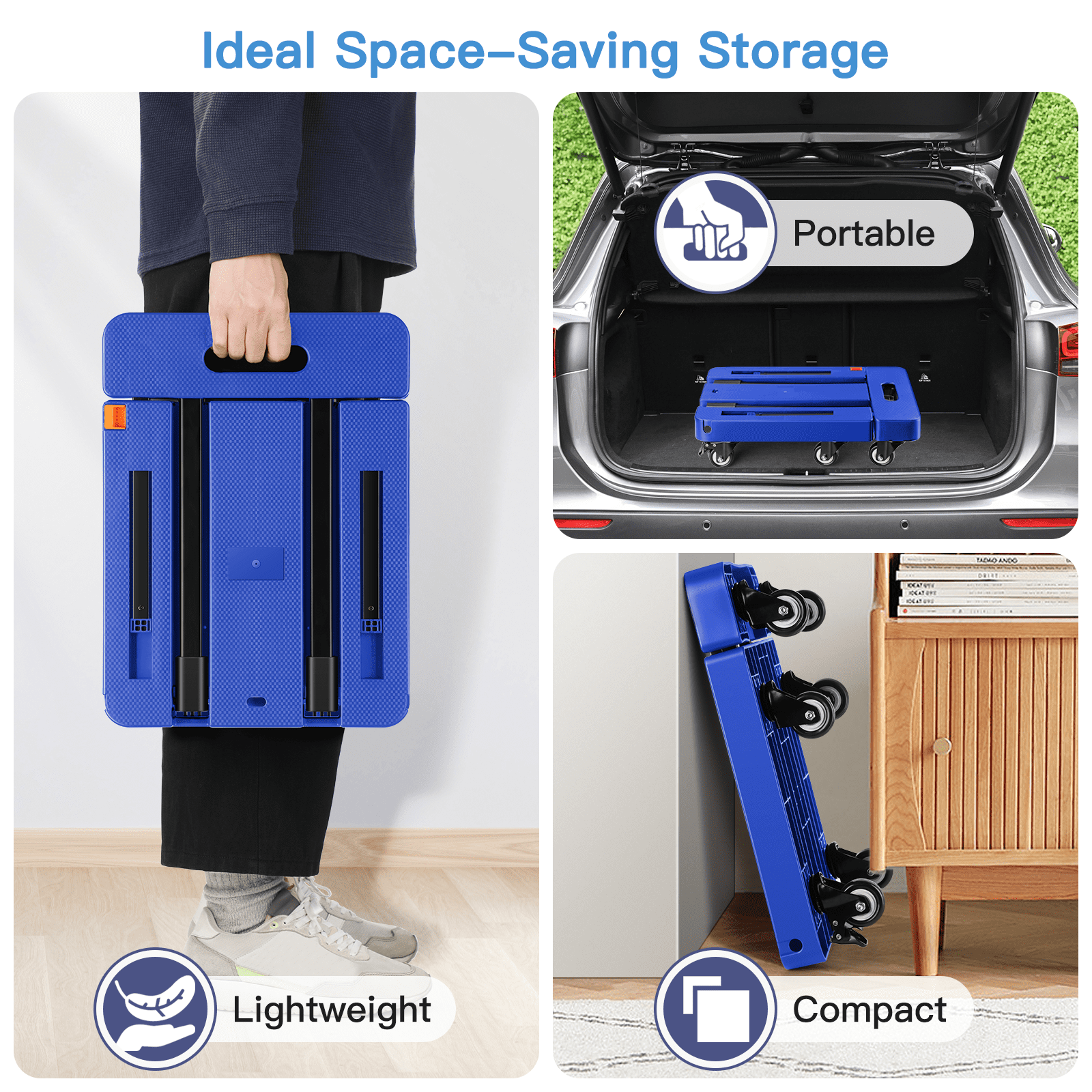 Folding Hand Truck, Heavy Duty Dolly Cart for Moving, 550 LBS Hand Truck With 6 Wheels & 2 Ropes for Luggage, Moving, Shopping, Office Use