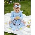 thumbnail image 4 of BemeyourBBs Newborn Baby Girl My 1st Easter Outfit Long Sleeve Letters Romper with Eggs Print Ruffle Skirt Set Headband Socks 4pcs Spring Easter Clothes, 4 of 9