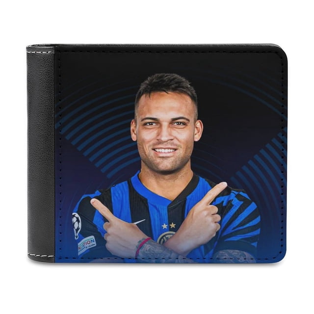 Lautaro Martínez Cartera de Cuero PU para Hombres, Tarjetero Bifold Delgado, Cartera Minimalista de Cuero Sintético Suave