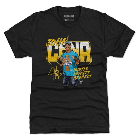 Men's 500 Level Heather Black John Cena Hustle, Loyalty Respect Premium Tri-Blend T-Shirt