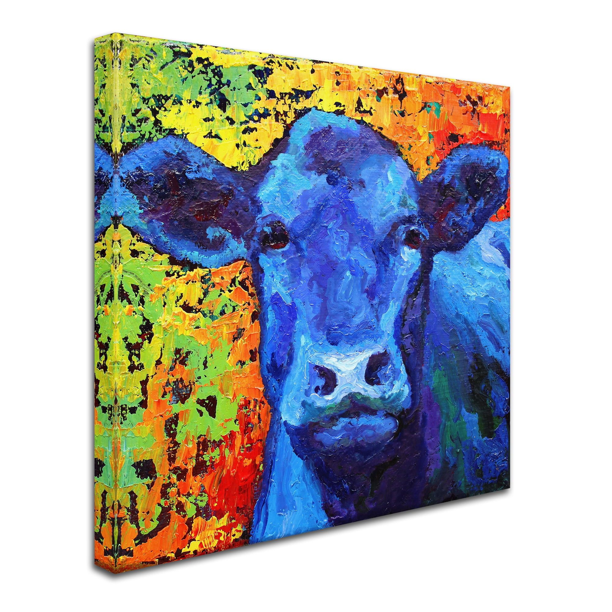 Art Licensing International Marion Rose Blue Cow Canvas Art