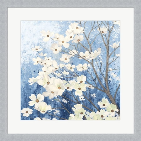 Dogwood Blossoms I Indigo by James Wiens, Framed Wall Art, 19.5W x 19.5H