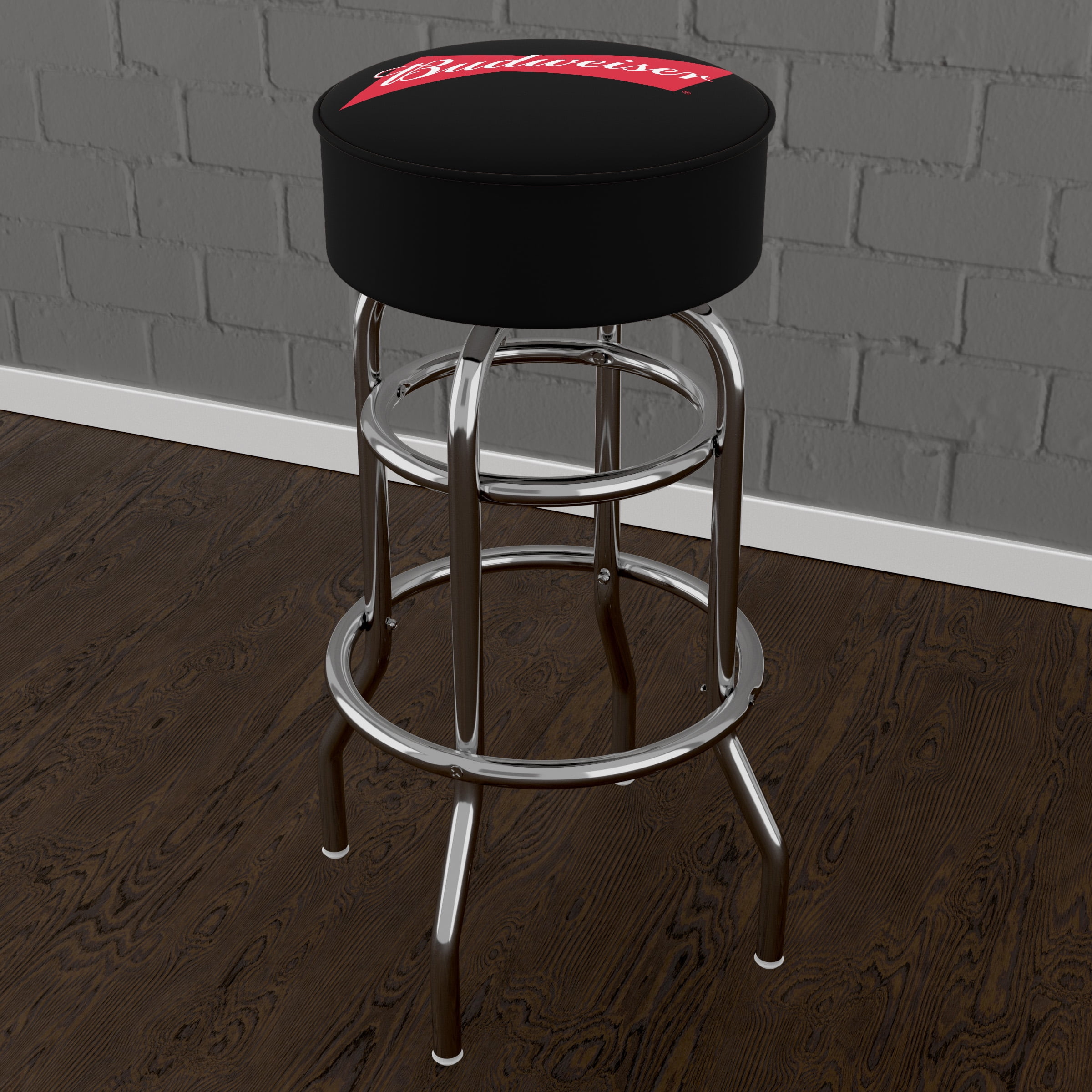 Trademark Gameroom Budweiser Bowtie Red/Black Bar Stool with Padded Seat