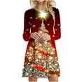 thumbnail image 1 of Tarmeek Christmas Dress,Ugly christmas Sweater Women's Fashion Christmas Christmas Tree Print Long Sleeve Round Neck Dress Xmas Gifts for Women, 1 of 4