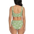 thumbnail image 3 of Kdxio Cute Frog Print Women's 2 Piece High Waisted Wrap Spaghetti Strap Summer Swimsuit Bikini Set-Large, 3 of 7