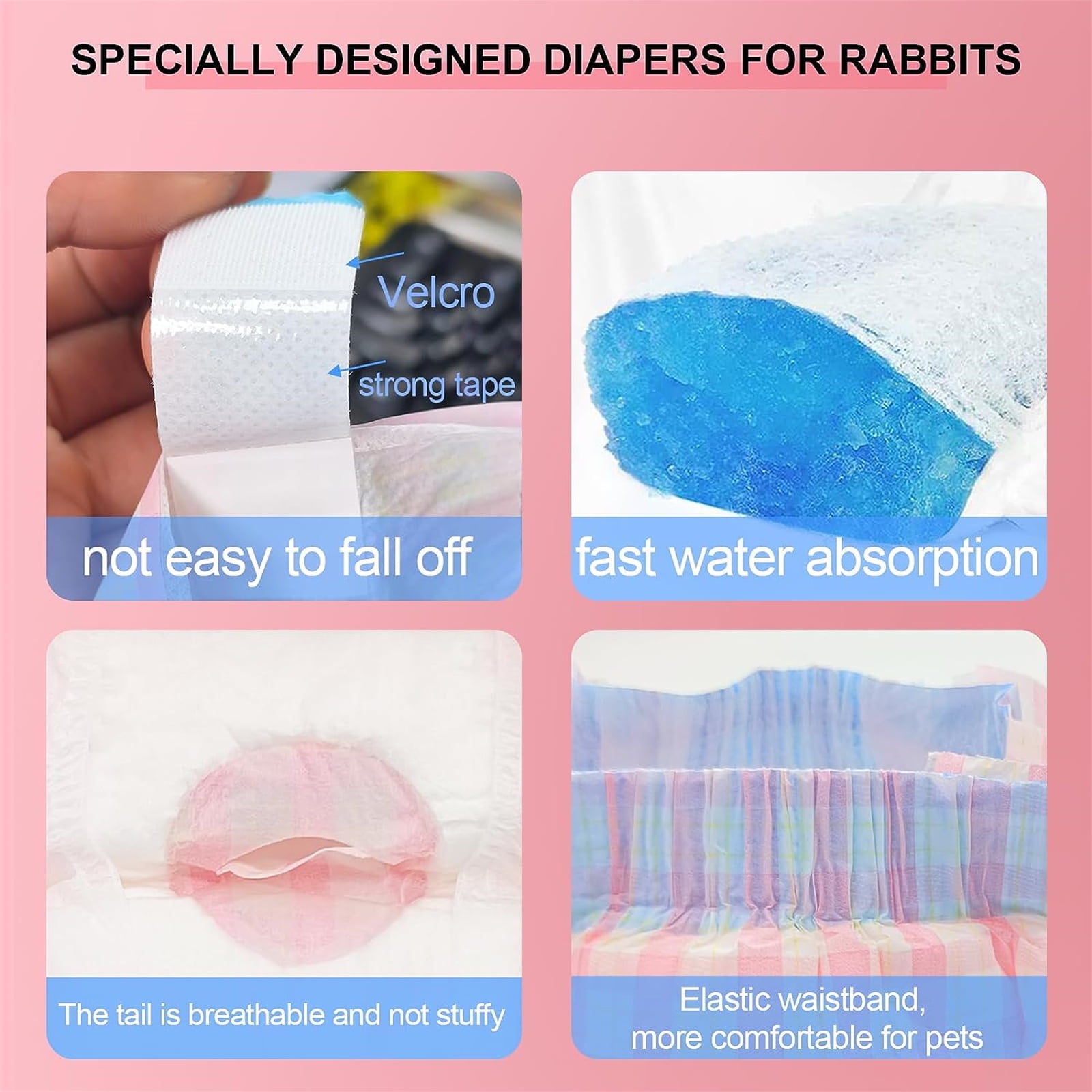 Disposable Rabbit Diapers,Small Pee Pads,with Rabbit Suspenders for Diapers Female,Squirrel Diapers,for Bunny Guinea Pig Kitten Hedgehog Sindoor and Outdoor Activities.(10PCS)