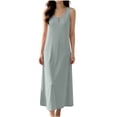 thumbnail image 5 of Ohufall Fashion Womens Nightgown Sleeveless Crew Neck Loose Sleepshirts Button Comfort Long Dress Homewear, 5 of 8