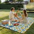 thumbnail image 4 of Modern Mediterranean Outdoor Rug 5x7 Ft - Reversible Patio Rug Outdoor Camping Rugs, Retro Moroccan Tiles Texture Vlue Yellow Indoor Outdoor Area Rugs, Non-Slip Outdoor Carpet Runner for Deck/Porch, 4 of 8