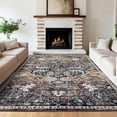 thumbnail image 2 of Hasoo 8' x 10' Area Rug for Living Room Boho Vintage Rug Non Slip Throw Rugs Floral Bedroom Rug, Brown, 2 of 6