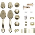 thumbnail image 3 of Ensemble de Poignées de Porte d'Entrée, Ensemble de Serrure de Porte d'Entrée en Nickel Satiné, Ensemble de Poignées d'Entrée avec Serrure, Pêne Dormant à Cylindre Simple et Poignée à Bouton, Réversible pour Portes Droitier et Gaucher (Antique_, 3 of 6