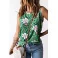 thumbnail image 1 of Women's Green Crew Neck Floral Leopard Print Tank Top, 1 of 7