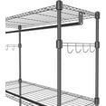 thumbnail image 5 of Himimi 3 Tier Heavy Duty Garment Rack, Portable Wire Shelving Clothes Rack for Hanging Clothing with Double Rods, Wheels and Side Hooks, Freestanding Metal Wardrobe Storage Rack,Grey, 5 of 8