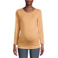 thumbnail image 4 of Oh! Mamma Maternity Long Sleeve Side Ruched T-Shirt with Scoop Neck (Women's & Women's Plus), 4 of 6