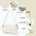 thumbnail image 4 of DAKOMM Shoulder Bag, Shoulder Bag for Women with 2 Removable Straps, Cute Crossbody Handbag with Zipper Closure, Retro Classic Purses, Trendy Vegan Leather Shoulder Tote HandBag, White, 4 of 6